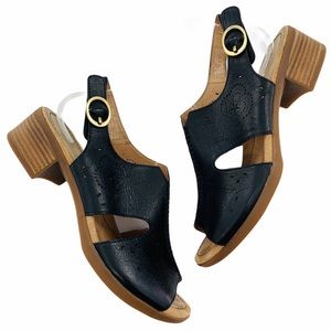 Dansko Lisa Black Leather Block Heel Sandals | 41